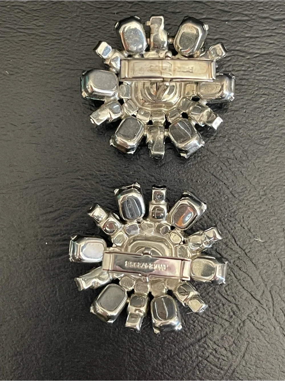 Vintage silver tone rhinestone cuff Links.